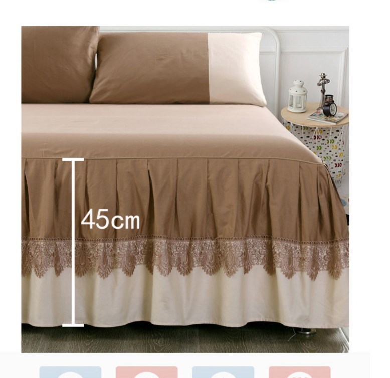 Phong cách Châu Âu khăn trải giường cotton trải giường váy ngủ váy một mảnh vải cotton phủ bụi trải giường tạp dề che phủ bảo vệ chống trượt 1,8m - Váy Petti