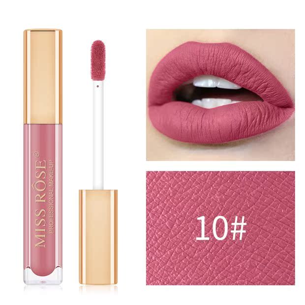 Son bóng MISSROSE lip glaze matte và màu thay thế giá rẻ ngoại thương cô gái da đen đẹp Âu Mỹ nhung matte - Son bóng / Liquid Rouge