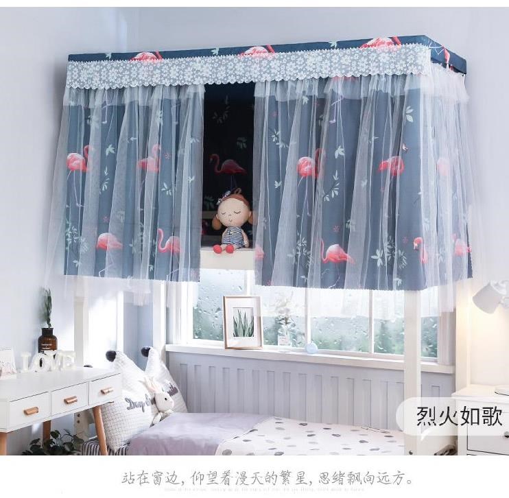 Giường đơn vải che nắng một mặt đầy đủ vải phủ trên đầu Công chúa giường rèm vải gạc nữ tối trong trường trung học học sinh rèm lớn - Bed Skirts & Valances