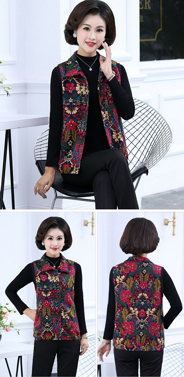 Phụ nữ trung niên và cao tuổi mặc áo phao cotton mỏng của mẹ trung niên mùa xuân và mùa thu mẫu áo khoác cotton vest mới - Áo vest