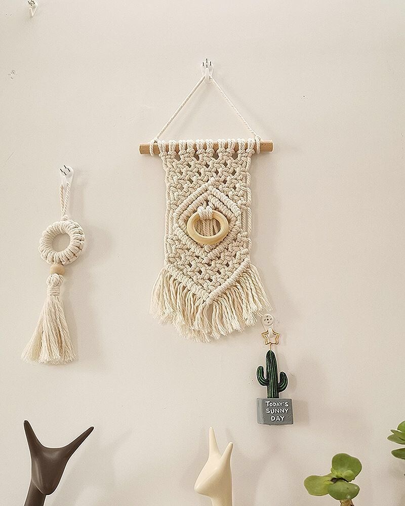 Vải dệt kim Bắc Âu thảm trang trí phòng ngủ sợi dây thừng bohemian túi trong chất liệu nhiếp ảnh vải trang trí tường treo tường tự làm đồ handmade - Tapestry