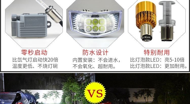 Đèn ô tô điện xe máy Đèn pha LED cải tiến siêu sáng 12V60V tích hợp đèn chiếu sáng mạnh chiếu xa và chiếu gần bóng đèn lớn - Đèn xe máy