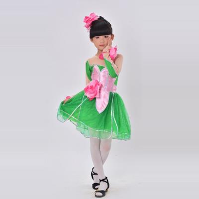 Hoa Nhài đích thực Trang phục biểu diễn dành cho trẻ em Little Lotus Style Trang phục khiêu vũ dành cho trẻ em Ngày thiếu nhi Buổi biểu diễn của cậu bé Lotus mới - Trang phục