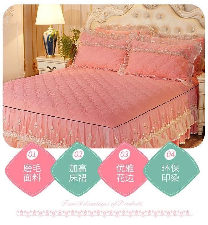 Váy ngủ ren sản phẩm mới của Hàn Quốc khăn trải giường chiều cao chần bông dày ngày ký túc xá ngày trẻ em giường váy trải giường - Váy Petti