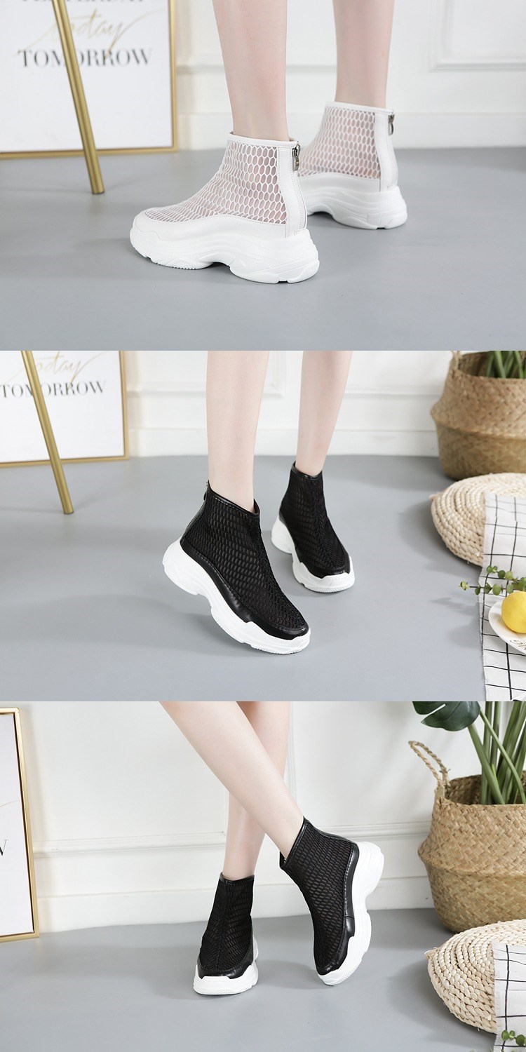 Giày cao cổ mùa thu BECHEDOR trẻ em ủng lưới rỗng thoáng khí trong giày siêu lửa ulzzang Harajuku dày phá cách - Giày cao gót