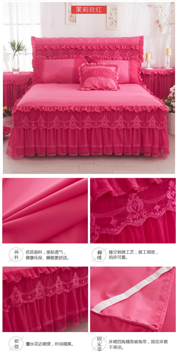 Phong cách châu Âu giặt cotton giường váy dày ga trải giường một mảnh ren váy loại 1.8 bảo vệ vỏ chống trượt mùa hè - Váy Petti