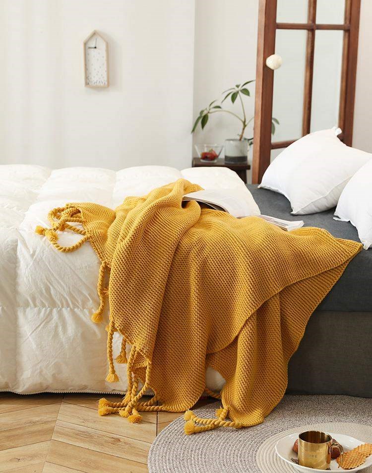 . Chăn dệt kim tua Mỹ mùa thu và mùa đông sofa chăn ngủ trưa bao gồm chăn mô hình phòng đơn giải trí chăn nhỏ - Ném / Chăn