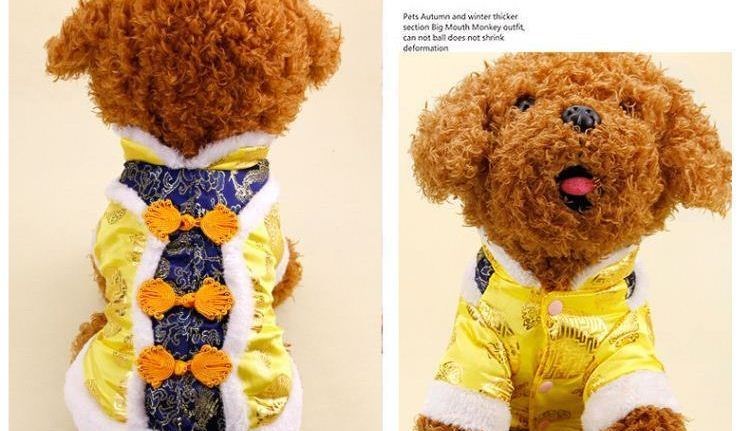 Teddy Bichon Pomeranian Con chó nhỏ Bốn chân Trang trí quần áo Cún con Cún con Dễ thương Mèo cưng Tết Thu Đông - Quần áo & phụ kiện thú cưng