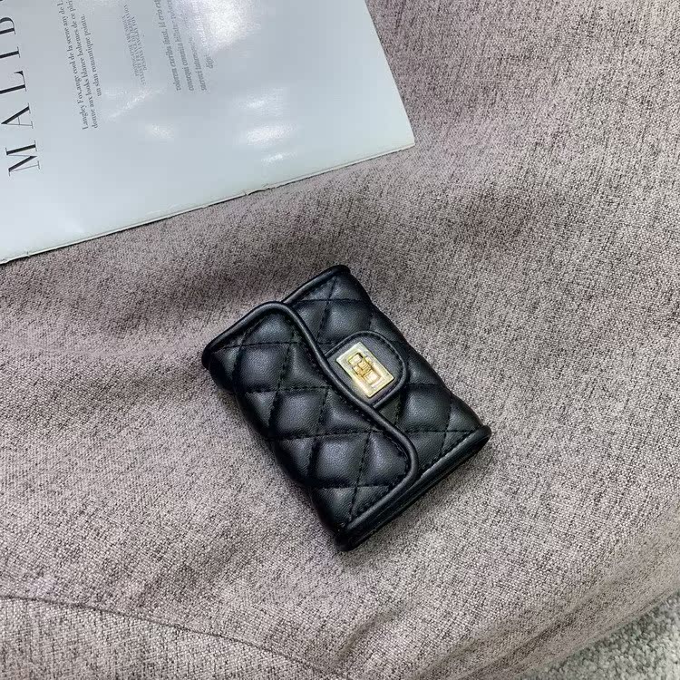 Cửa hàng Trùng Khánh nhỏ thơm phong cách khâu hình thoi mini chủ thẻ 2019 mới Châu Âu và Mỹ ví tiền xu bằng da mềm nữ ngắn - Chủ thẻ