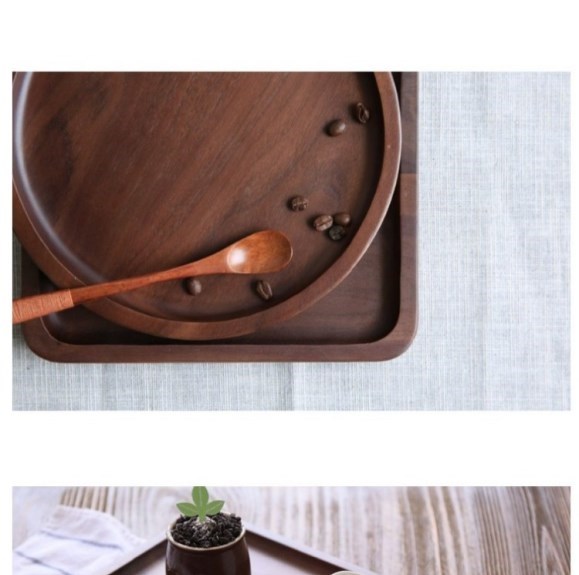 Khay gỗ óc chó màu đen gỗ rắn hình chữ nhật gia đình khay tách trà tách trà phong cách Nhật Bản bộ đồ ăn bằng gỗ - Tấm