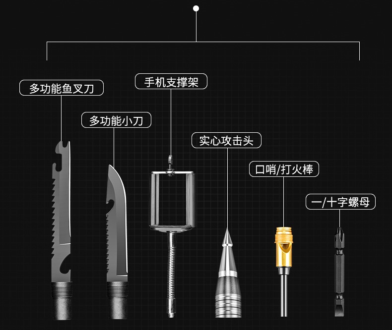 Thiết bị sinh tồn dã chiến tích hợp gậy chiến thuật cao cấp ngoài trời nơi hoang dã cung cấp dao dụng cụ đa chức năng - Công cụ Knift / công cụ đa mục đích