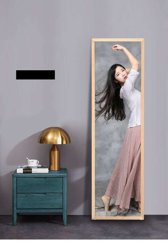 Gương soi toàn thân L&S Gương trang điểm đứng sàn gỗ cứng mới Gương soi toàn thân Gương soi gương trang điểm khung gỗ cứng - Gương
