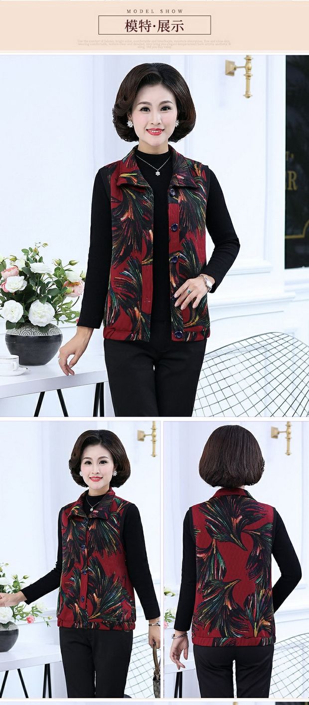 Phụ nữ trung niên và cao tuổi mặc áo phao cotton mỏng của mẹ trung niên mùa xuân và mùa thu mẫu áo khoác cotton vest mới - Áo vest