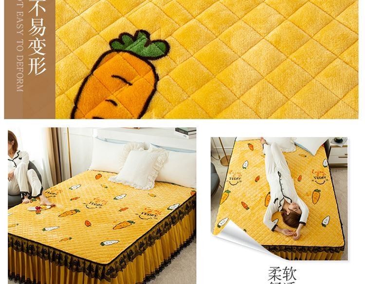 Váy ngủ ren chần bông phong cách Hàn Quốc Khăn trải giường dày Một mảnh Bộ trải giường công chúa Ga trải giường cotton ấm áp 1,8m - Váy Petti