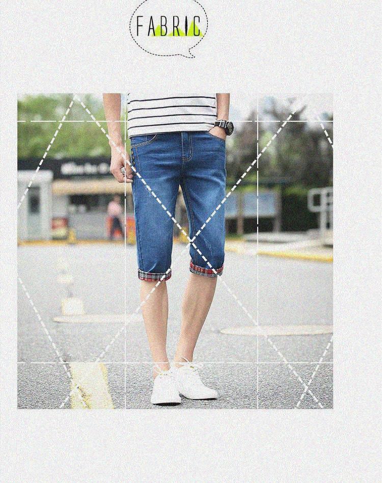 Mùa hè mỏng quần short denim nam cắt cạp quần co giãn tự canh chân trẻ nam - Quần jean