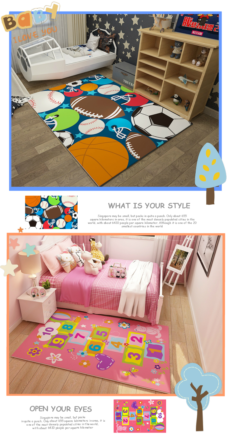 Thảm phòng trẻ em hoạt hình cao cấp thảm công chúa bé bò thảm Thảm trẻ em đầu giường phòng ngủ phòng khách có thể được - Thảm