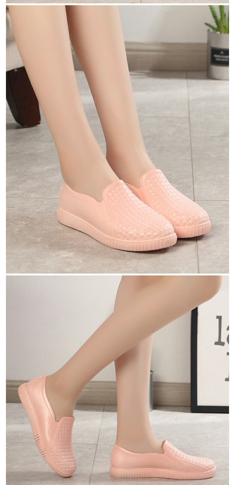 Giày đi mưa thạch nữ Thời trang Hàn Quốc ủng đi mưa ống ngắn không thấm nước giày nhà bếp giày làm việc chống trượt giày cao su thoáng khí phụ nữ - Rainshoes