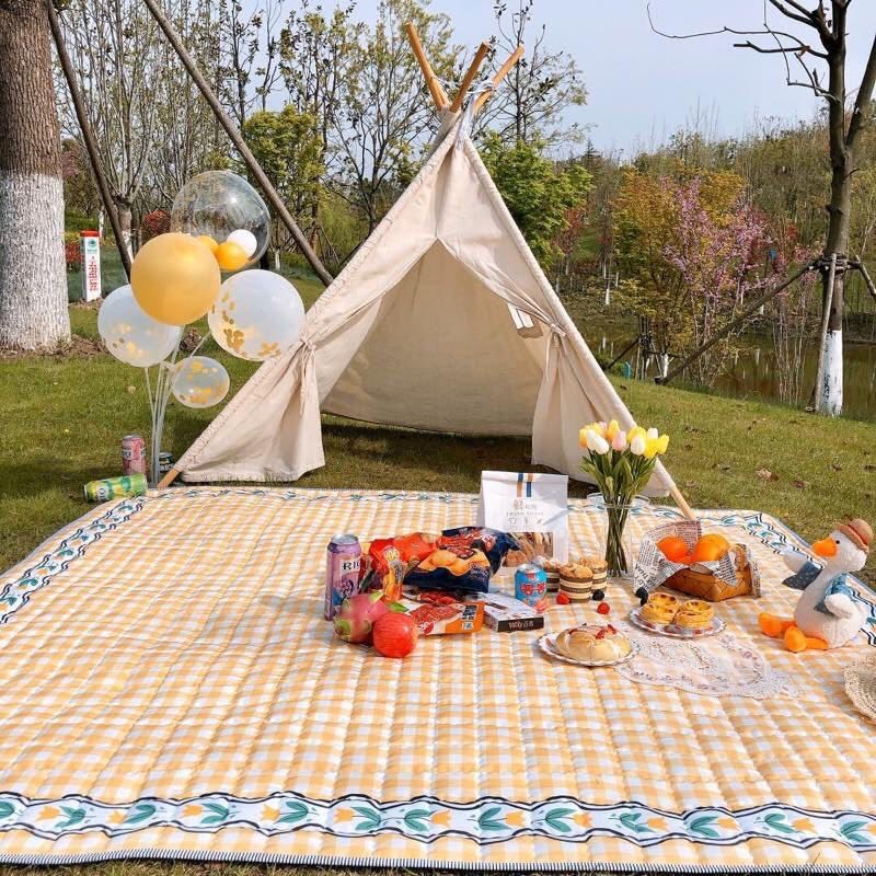 ins net red picnic thảm chống thấm nước cho trẻ em đi chơi bãi biển thảm du lịch ngoài trời đi chơi thảm chống ẩm - Thảm chống ẩm / Mat / Gối