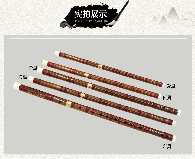 Nhạc cụ Sáo trúc Xinbao Dizi cao cấp Hai phần bằng đồng thau Đắng sáo Sáo trúc Màng miễn phí 2 Gói - Nhạc cụ dân tộc