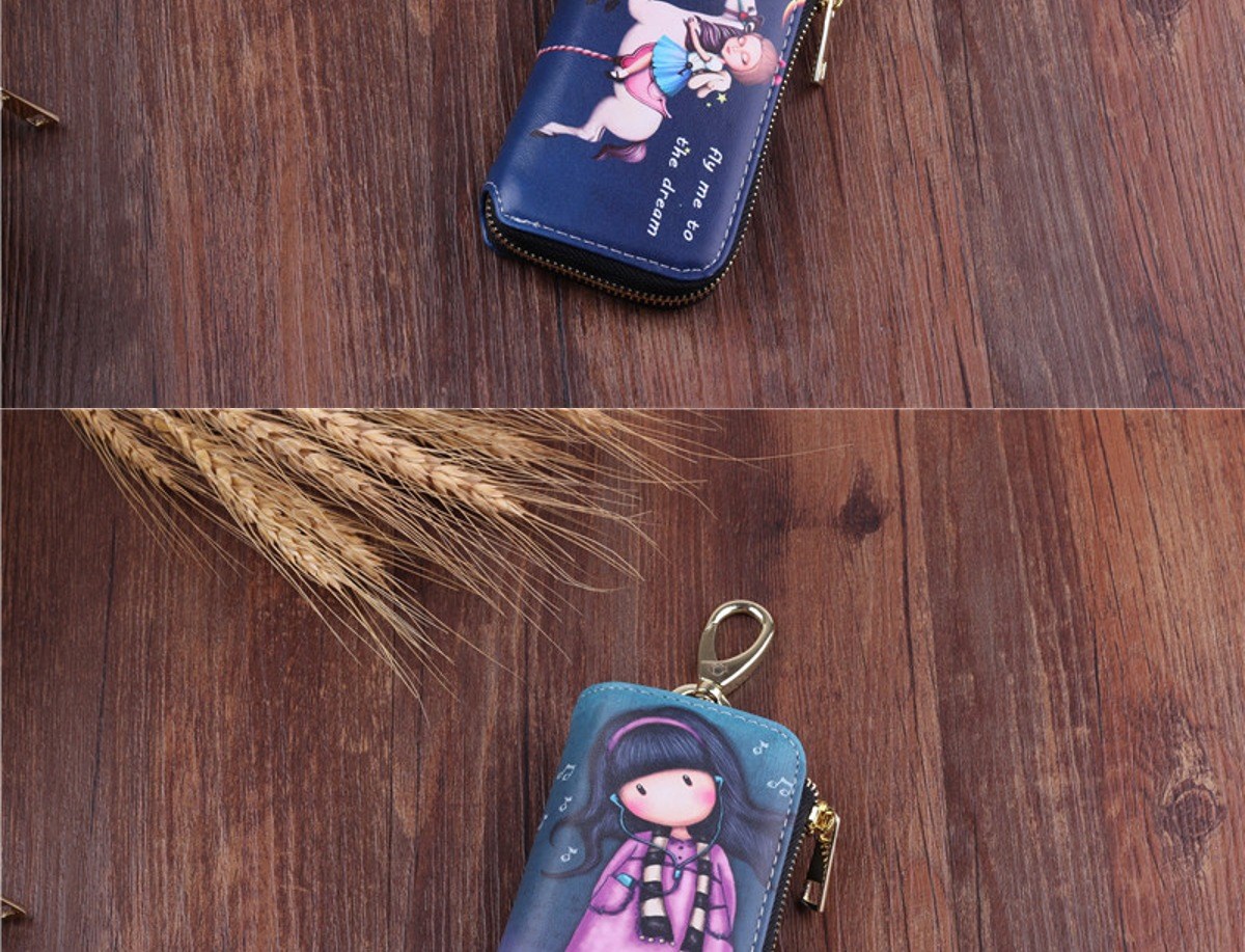 Phim hoạt hình hộp đựng chìa khóa ô tô túi đựng đồ nữ có dung tích lớn Hàn Quốc đa chức năng dễ thương túi đựng chìa khóa gia đình nhỏ đơn giản - Trường hợp chính