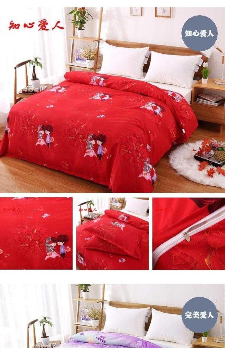 Vỏ chăn đơn mảnh lớn màu đỏ chăn bông cưới dày và chải 1,8m2 mét giường đơn 5 * 7 giường đôi 6 * 7 - Quilt Covers