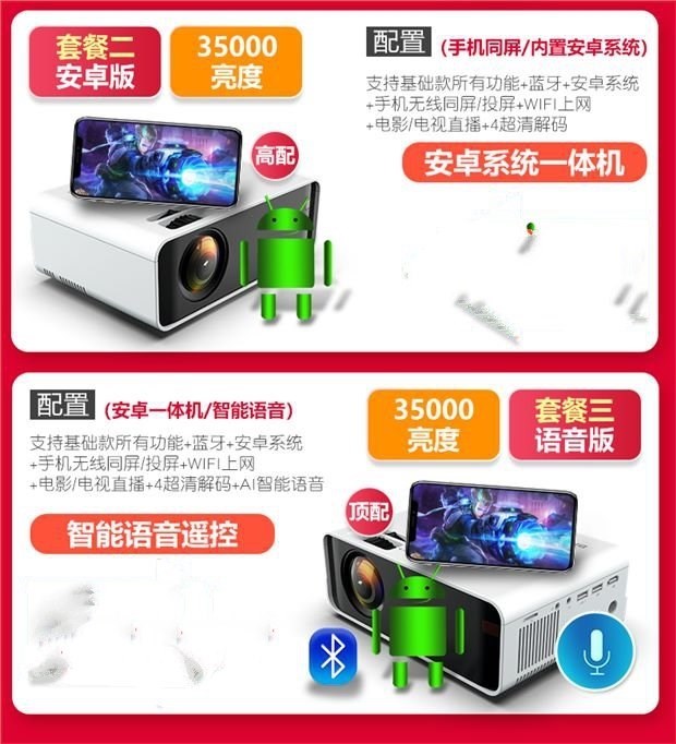 Máy chiếu phòng họp gia đình với văn phòng 4k độ nét cực cao cho doanh nghiệp di động tường wifi điện thoại di động không dây video - Máy chiếu