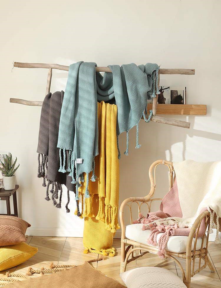 . Chăn dệt kim tua Mỹ mùa thu và mùa đông sofa chăn ngủ trưa bao gồm chăn mô hình phòng đơn giải trí chăn nhỏ - Ném / Chăn