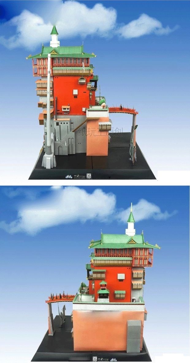 Mô hình giấy Spirited Away Tạp chí làm bằng tay Phiên bản nhà dầu Mô tả tiếng Trung Mô hình giấy 3d DIY Hayao Miyazaki - Mô hình giấy