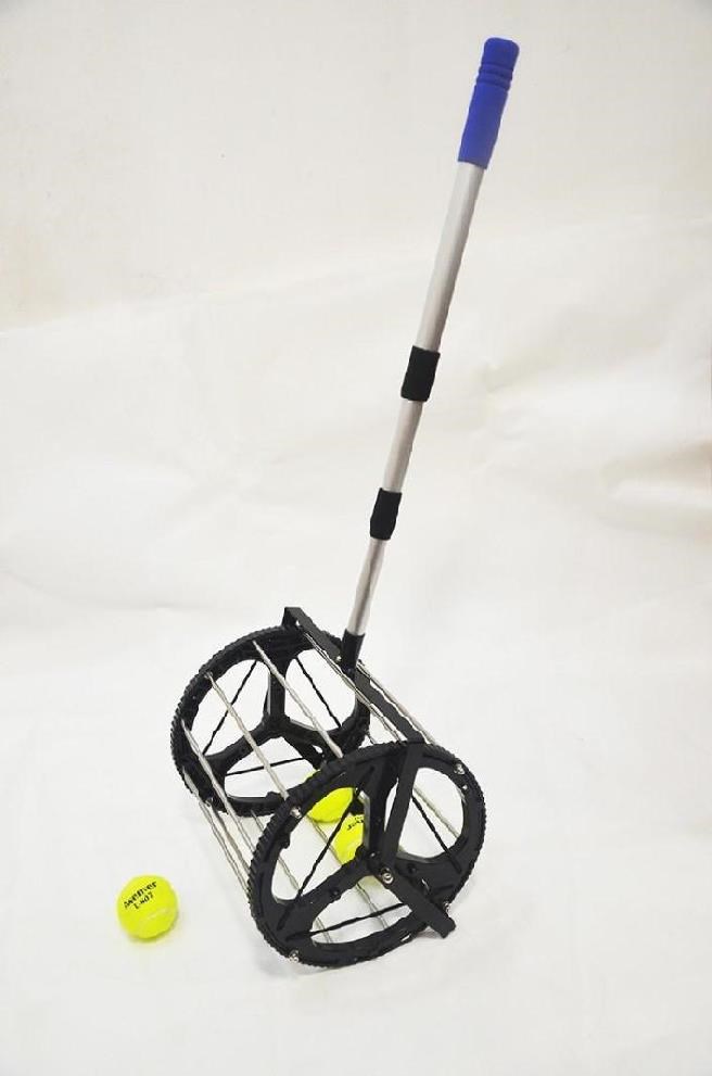 Dụng cụ nhặt bóng đặt trên sàn quần vợt đơn giản giỏ bóng tự động nhặt bóng giỏ dụng cụ nhặt bóng xe gia đình giỏ hàng mẫu giáo lưới nhặt bóng - Quần vợt
