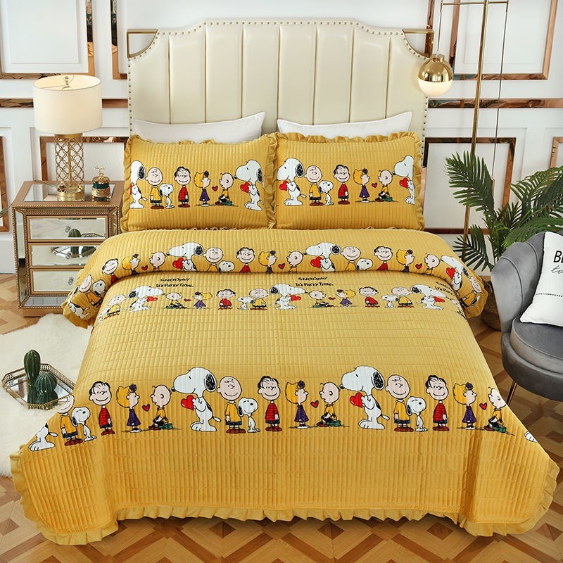 Ga trải giường đệm pha lê nhung sữa nhung ga trải giường đệm bông ba mảnh tatami kang chiếu cả hai mặt - Trải giường