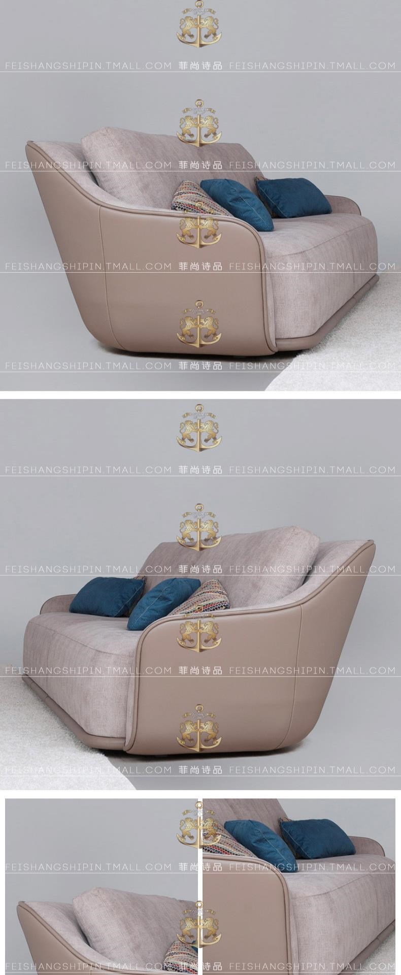 Ghế sofa ba chỗ nhẹ sang trọng kiểu Hồng Kông, ghế sofa thư giãn sau hiện đại, ghế sofa phòng khách tối giản kiểu Ý, ghế sofa - Ghế sô pha