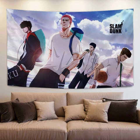 Tường slam dunk vải treo trang trí vải anh đào phong chủ vải siêu lớn sông hoa dòng chảy phòng ngủ đường thảm trang trí nền bóng rổ bé trai - Tapestry