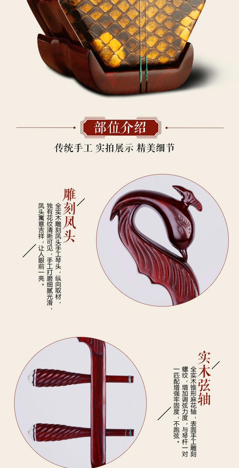 Tờ rơi Xingyu chính hãng Red Sandalwood Nhạc cụ đàn hương Huqin Chính hãng cho người mới bắt đầu Trình diễn nâng cao chuyên nghiệp - Nhạc cụ dân tộc