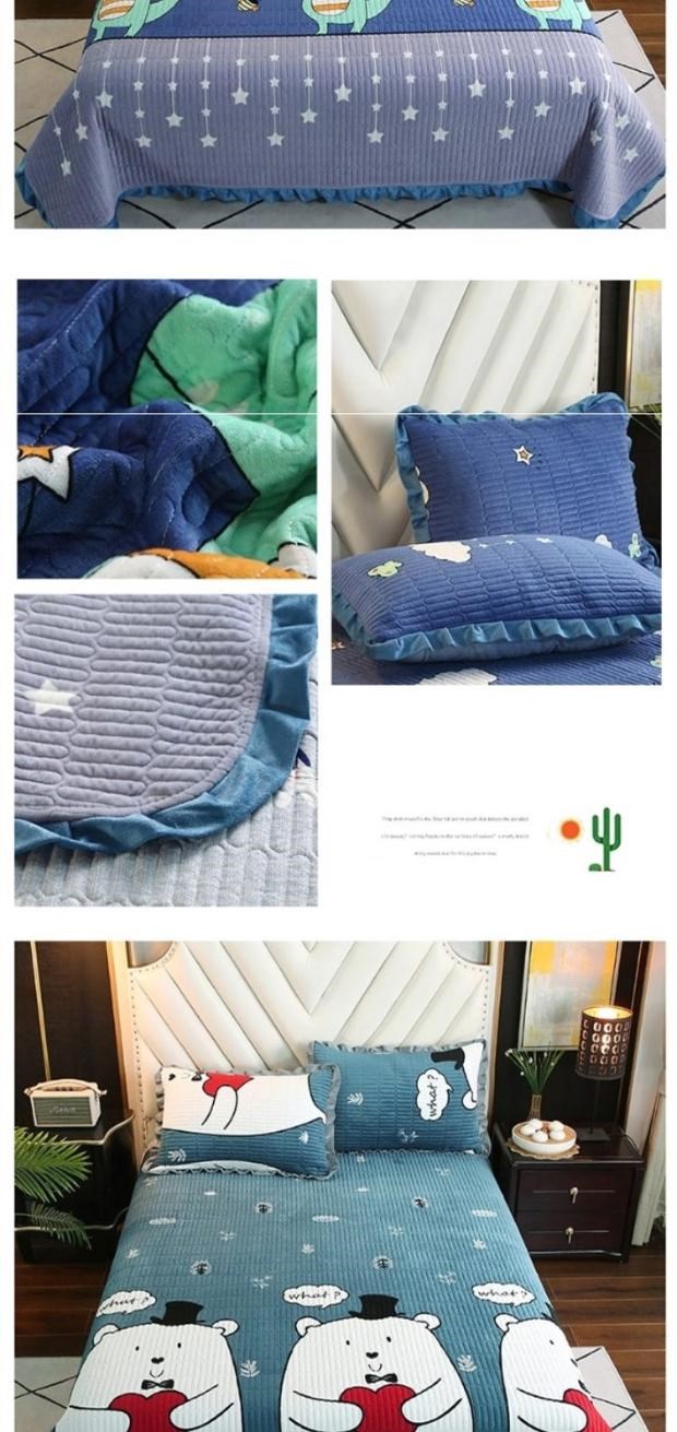 Bộ khăn trải giường nhung pha lê đơn 1,2m sang trọng dành cho trẻ em Bộ ba mảnh tatami Bắc Âu Trung Quốc hai mặt - Trải giường