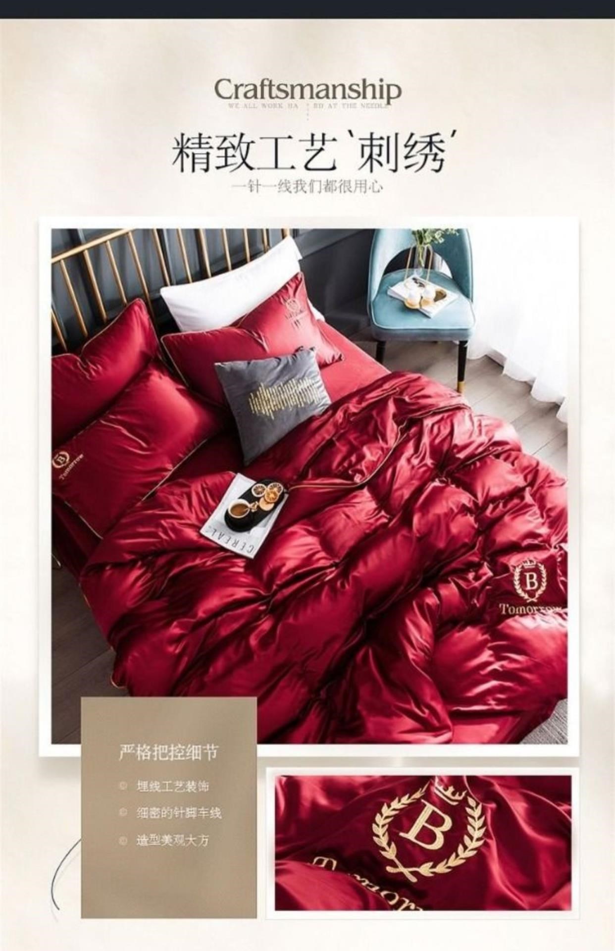 Bộ bốn mảnh lụa đã giặt Bộ đồ ngủ phong cách Bắc Âu tấm trải giường tấm trải giường học sinh chăn lụa bộ đồ giường ba mảnh - Quilt Covers