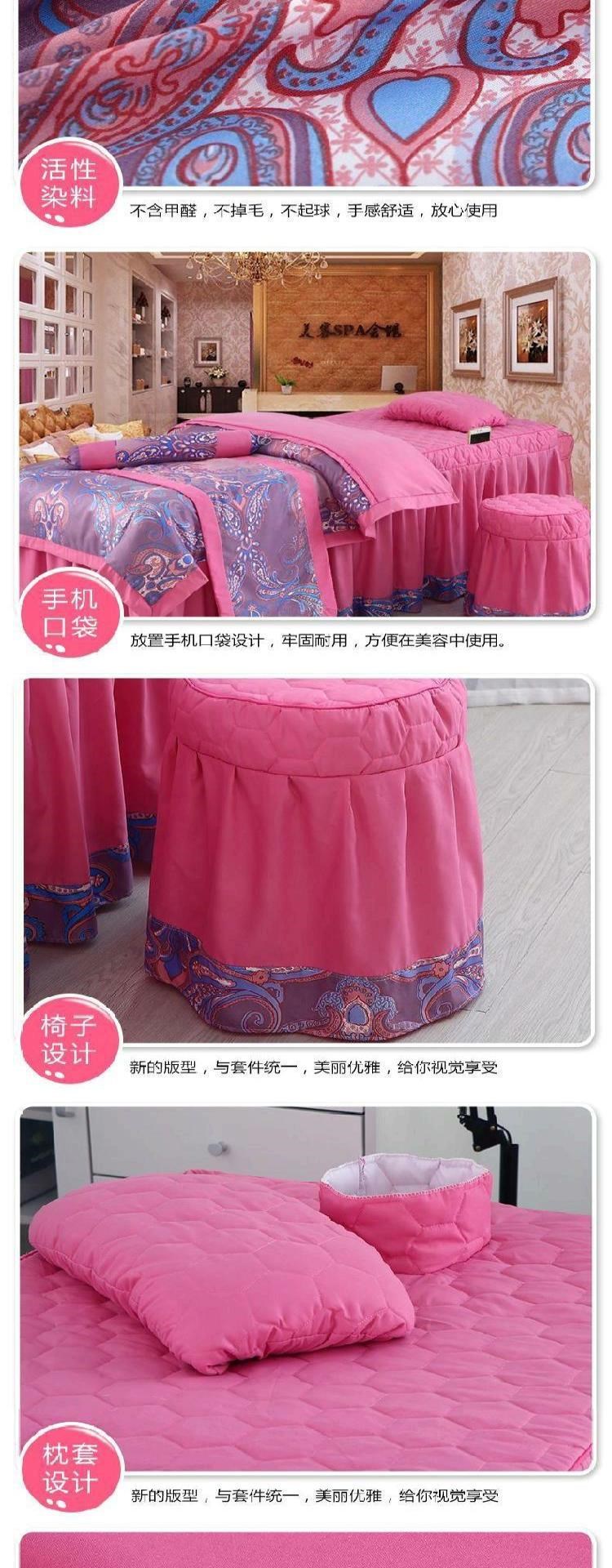 Lỗ rộng màu hồng tím. Bắc Âu lỗ phong cách Trung Quốc thẩm mỹ viện ga trải giường bốn mảnh siêu mềm gối chăn ga trải giường váy - Trang bị tấm