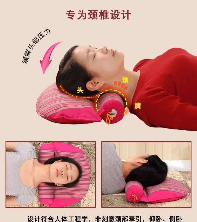 Gối chống ngáy bảo vệ cổ mới căng tạo tác thoải mái người lớn gối ngủ bảo vệ cổ cũ vải thô chống ngáy ngủ nhà - Gối