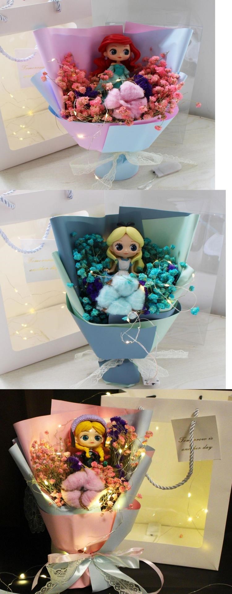 Nàng tiên cá Bó hoa hoạt hình cho bạn gái và trẻ em Bó hoa cho nàng công chúa Bạch Tuyết Miko Món quà sinh nhật cho ngày lễ tình nhân - Hoa hoạt hình / Hoa sô cô la