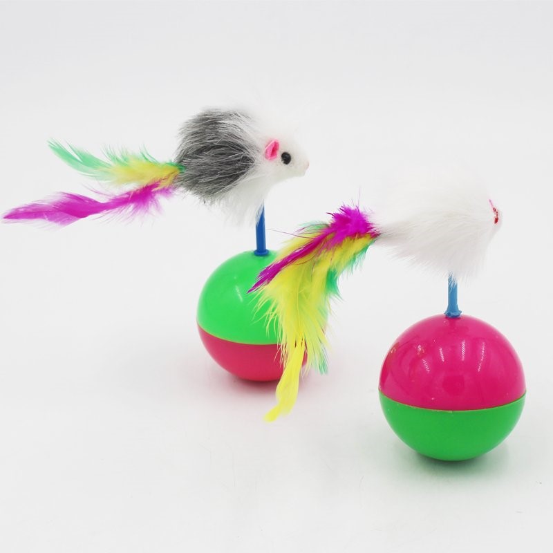 Two Packs] Dog Cat Toys Tumbler Mouse Plush Feather Funny Cat Stick Đào tạo Pet Pet Đồ dùng cho mèo - Mèo / Chó Đồ chơi