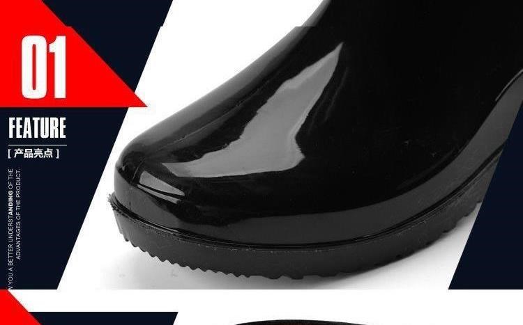 Giày chống trượt trung bình ủng nước giày ống không thấm nước giày ống đi mưa ống thấp cắt ống ngắn gân guốc đi mưa của nam giới ống nhựa đáy cao bộ phụ nữ - Rainshoes