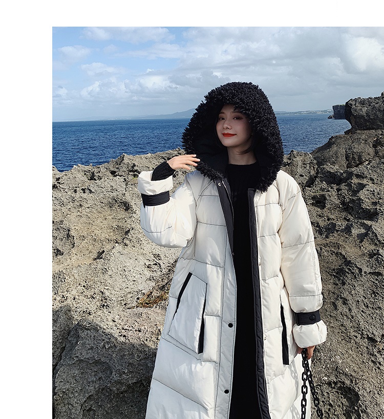 Áo khoác len mới khâu lông cừu trùm đầu 2019 mùa đông Hàn Quốc phiên bản áo khoác dày dày cẩn thận máy xuống áo khoác cotton - Bông