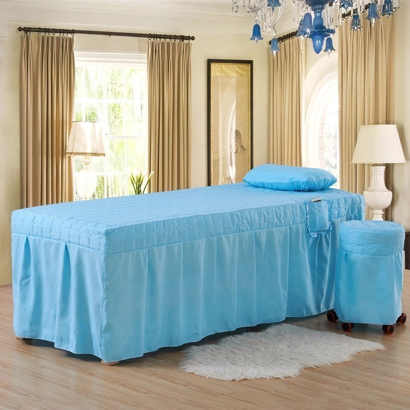 Bốn mảnh làm đẹp giường trải giường màu xanh đặc biệt polyester massage spa hình xăm thẩm mỹ viện trắng Hàn Quốc đơn giản - Trang bị tấm