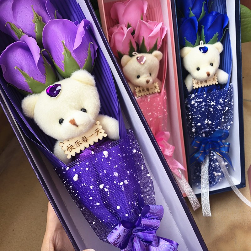 Ngày nhà giáo quà tặng hoa để gửi giáo viên bó hoa búp bê hoạt hình đơn gấu hộp quà duy nhất trẻ em tốt nghiệp mẫu giáo - Hoa hoạt hình / Hoa sô cô la