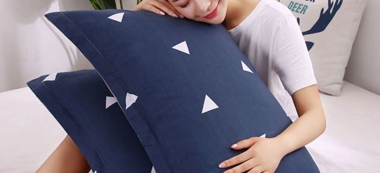 Gối gối đơn màu xanh sọc xanh giường đôi thoải mái cho nam và nữ để tăng gia dụng mùa hè thoáng khí kẹp áo gối - Gối trường hợp