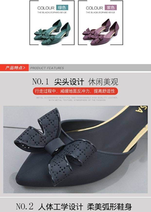 Xiao Yangs rỗng phụ nữ giày đi biển giày đi biển giày nhựa chống trượt thạch không thấm nước thoải mái thoáng khí với nơ - Rainshoes