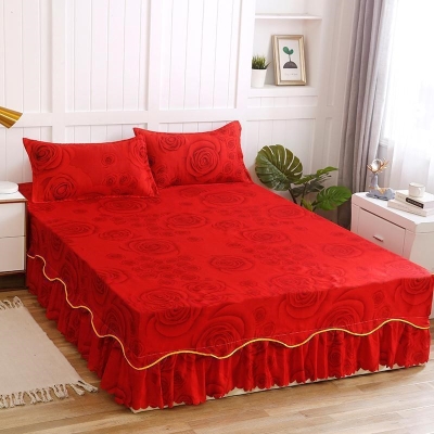 Bộ khăn trải giường bằng vải cotton kiểu váy trải giường mảnh trải giường chống trượt Bộ khăn trải giường bằng vải cotton tinh khiết ba mảnh bốn mảnh 1,5m 1,8m1,2 - Váy Petti