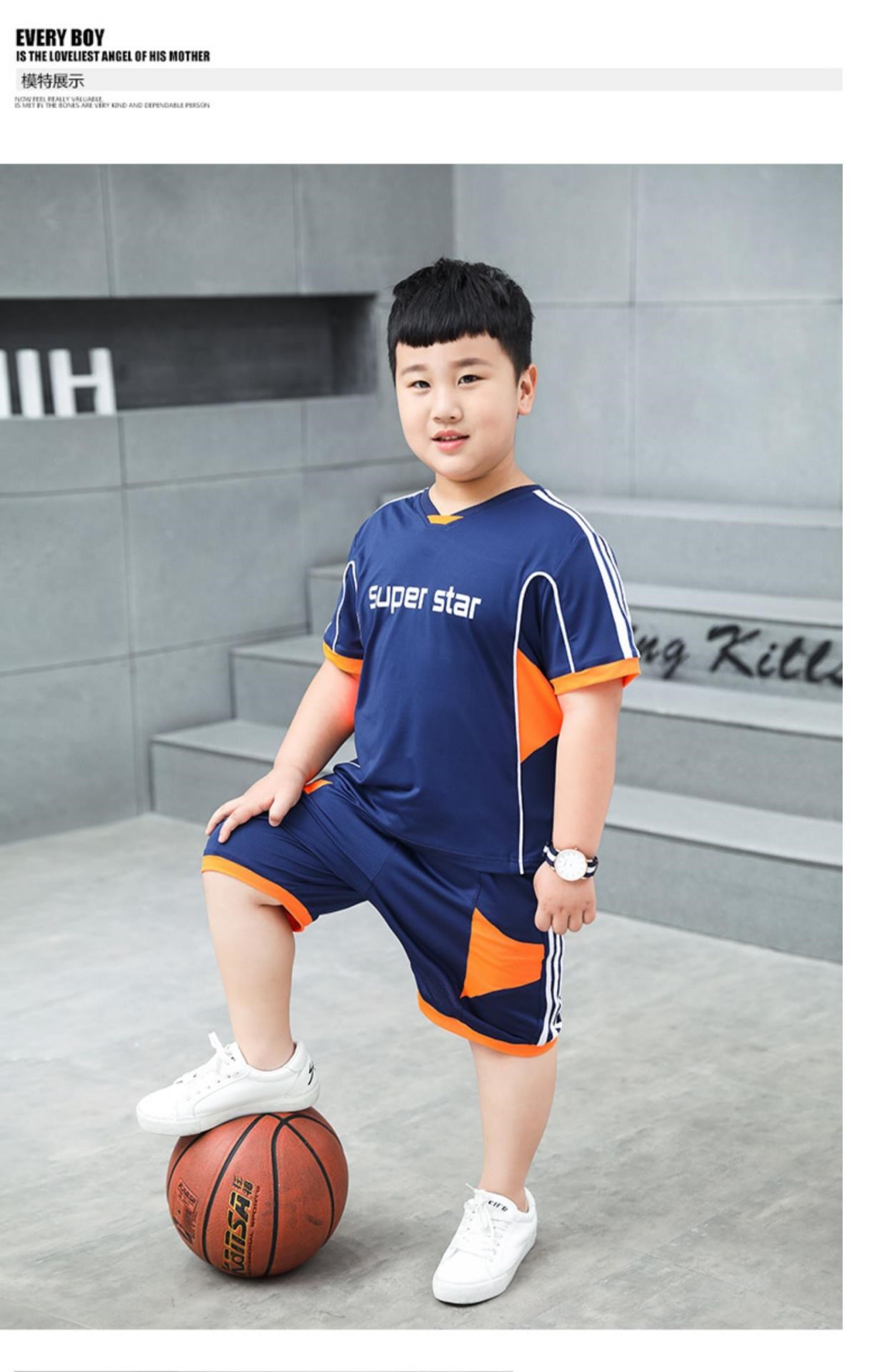 Quần áo trẻ em béo bé trai phù hợp với thể thao mùa hè bé trai lớn béo và mỏng quần áo thun ngắn tay rộng rãi - Khác