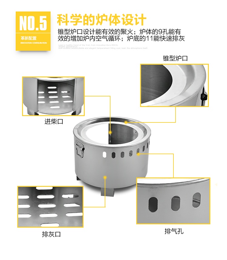 Thép không gỉ bếp củi ngoài trời di động bếp dã ngoại cắm trại câu cá sưởi ấm bếp nướng dã ngoại bếp nướng cắm trại - Bếp lò / bộ đồ ăn / đồ nướng dã ngoại