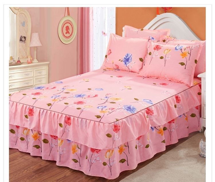 Váy ngủ loại 1,8x2,2 mét cotton công chúa trải giường nệm màu hồng đơn giản ga trải giường ngủ tập thể vỏ chăn vỏ bọc bảo vệ - Váy Petti