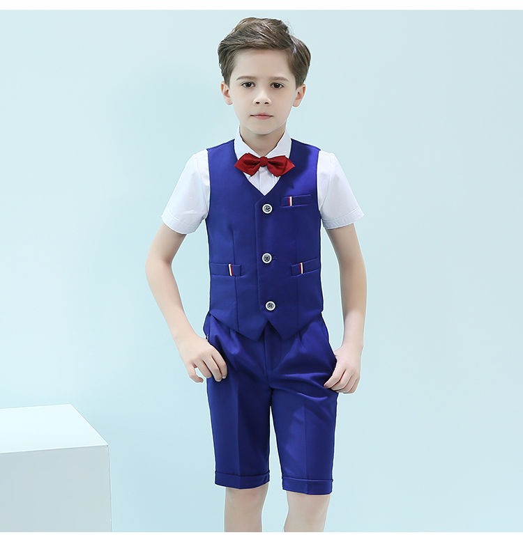 Trẻ em nhỏ bé trai ăn mặc phù hợp với bộ đồ biểu diễn quần áo biểu diễn piano quần áo biểu diễn hoa cô gái ăn mặc quần áo nam - Váy trẻ em